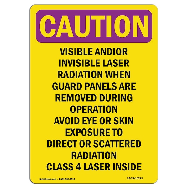 OSHA RADIATION, Visible & Or Invisible Laser, 24in X 18in Peel & Stick Graphic, CR-RD-1824-V-10279